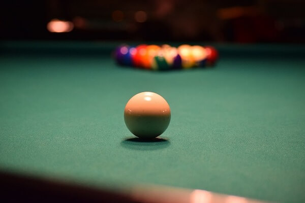 cue ball and rack of balls