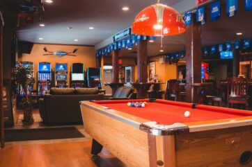 pool table in a bar