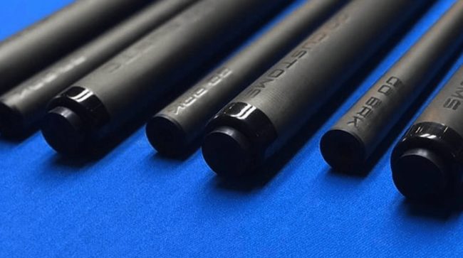 Carbon fiber shafts on pool table