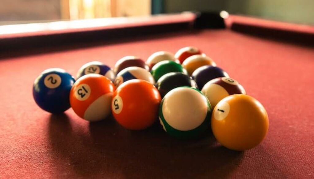 pool balls on a pool table