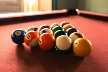 pool balls on a pool table