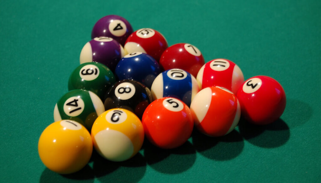 rack of pool balls