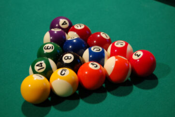 rack of pool balls