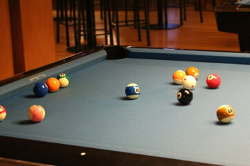 pool balls on pool table