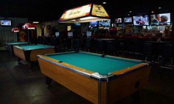 Pool tables in a bar