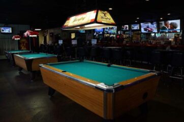Pool tables in a bar